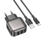 USB punjač sa kablom 1m USB to Type-C BOROFONE BAS51A Absolute dual-port charger set Type-C black - Image 2