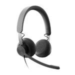 Slušalice sa mikrofonom Logitech Zone Wired MSFT Teams USB black MICROSOFT CERTIFIED, USB-C, USB-A adapter included, 981-000870