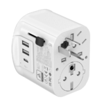 Univerzalni strujni adapter za sve zemlje + USB + Type-C punjač GEMBIRD, 20 W, white, TPA-EU2A1C15-01-W - Image 3