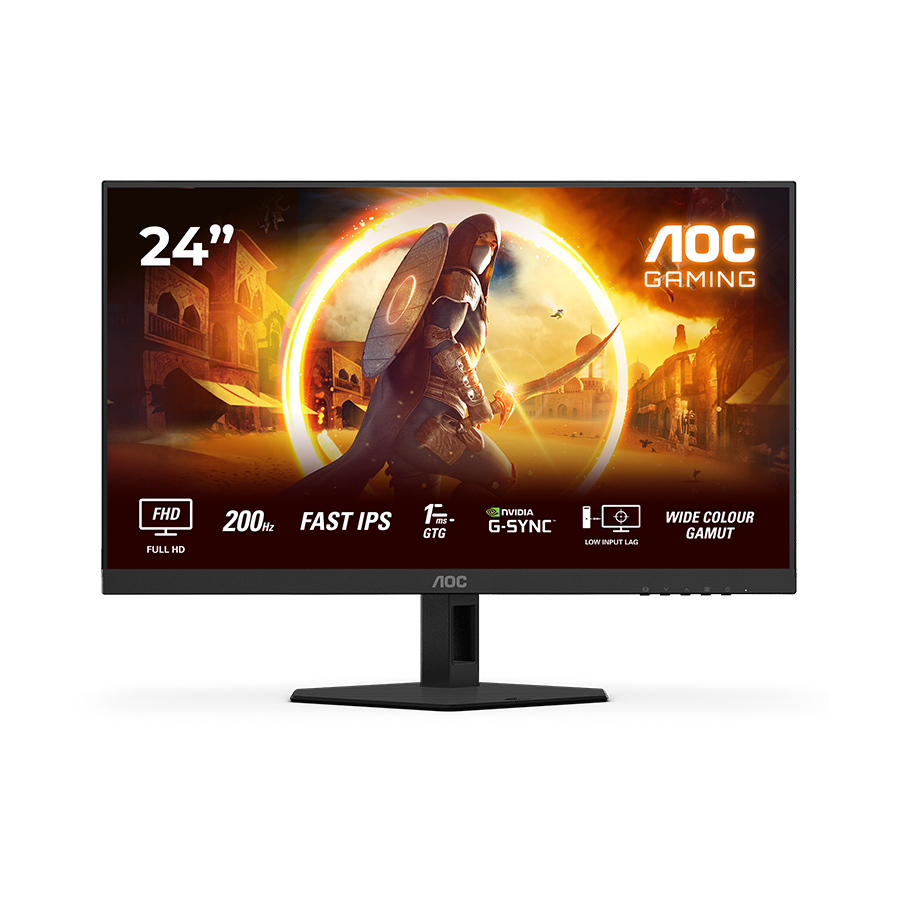 0139152_monitor-aoc-gaming-24g4hre-24-238-fast-ips-1920x1080-200hz-05ms-mprt-1ms-gtg-300-cdm2-10001-adaptive MONITOR AOC Gaming 24G4HRE 24" (23.8") Fast IPS, 1920x1080, 200Hz, 0.5ms MPRT (1ms GtG), 300 cd/m2, 1000:1, Adaptive Sync, G-Sync Compatible, HDR10, 2 - Image 1