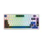 Tastatura gaming RAMPAGE QUELL PRO screen White Hot Swap 2.4g Bt Wireless RGB Gasket Oil Switch English Layout PBT KeyCaps Mechanical KLA, 42257