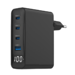 USB punjač 3xType-C + USB-A , 4-port 100W GaN USB fast charger, LCD, black, GEMBIRD, TA-UC-PDQC100LCD-01-BK