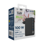 USB punjač 3xType-C + USB-A , 4-port 100W GaN USB fast charger, LCD, black, GEMBIRD, TA-UC-PDQC100LCD-01-BK - Image 4