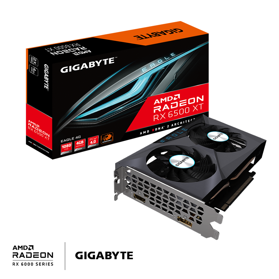 0141459_gigabyte-vga-rx-6500-xt-eagle-4gb-gddr6-64bit-hdmidp-gv-r65xteagle-4gd-g1 Gigabyte VGA RX 6500 XT Eagle; 4GB GDDR6 64bit; HDMI,DP; GV-R65XTEAGLE-4GD G1 - Image 1
