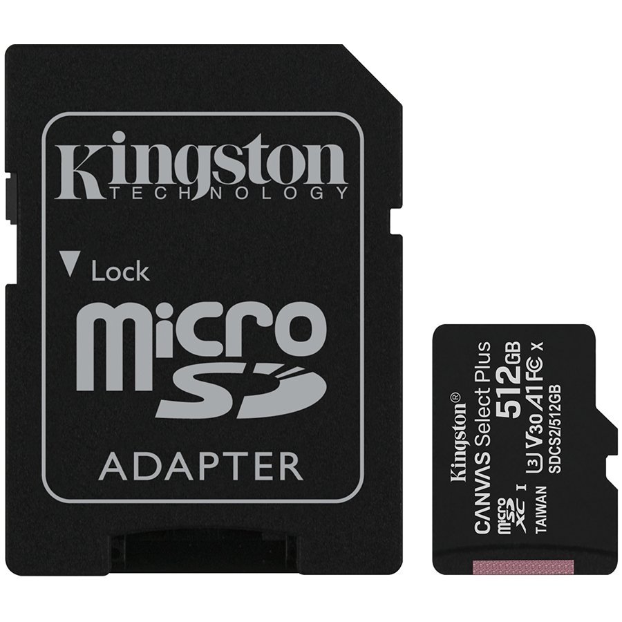 Kingston 512GB micSDXC Canvas Select Plus 100R A1 C10 Card + ADP Kingston 512GB micSDXC Canvas Select Plus 100R A1 C10 Card + ADP - Image 1