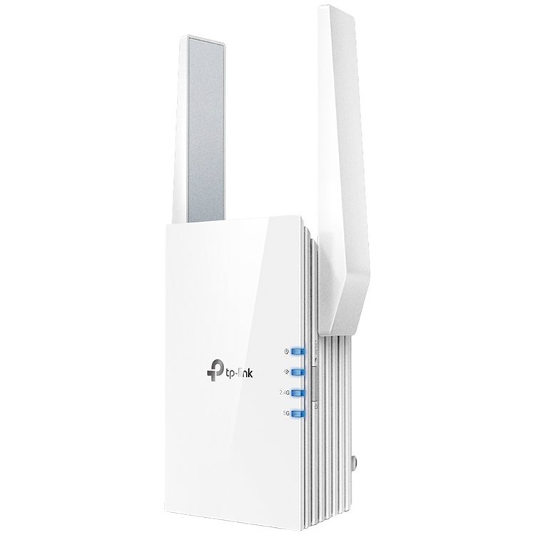 TP-Link AX1500 Wi-Fi 6 Range Extender, 300 Mbps at 2.4GHz, 1200 Mbps at 5GHz, IEEE 802.11a/n/ac/ax 5GHz, IEEE 802.11b/g/n 2.4GHz; 64/128-bit WEP, WPA/WPA-PSK2 encryptions TP-Link AX1500 Wi-Fi 6 Range Extender, 300 Mbps at 2.4GHz, 1200 Mbps at 5GHz, IEEE 802.11a/n/ac/ax 5GHz, IEEE 802.11b/g/n 2.4GHz; 64/128-bit WEP, WPA/WPA-PSK2 encryptions - Image 1