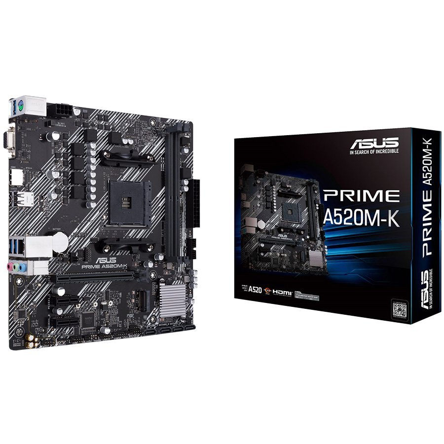 ASUS PRIME A520M-K AM4 mATX MB - AMD A520 2xDIMM DDR4 1xM.2 4xSATA PCIe 3.0 1Gb Ethernet 1xD-SUB 1xHDMI ASUS PRIME A520M-K AM4 mATX MB - AMD A520 2xDIMM DDR4 1xM.2 4xSATA PCIe 3.0 1Gb Ethernet 1xD-SUB 1xHDMI - Image 1