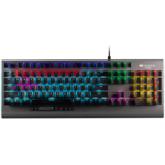 CANYON Interceptor GK-8, Wired multimedia gaming keyboard with lighting effect, 20pcs rainbow LED & 19pcs RGB light, Numbers 104keys, EN double injection layout, cable length 1.8M, 446*160*40mm, 0.98kg, color Dark grey