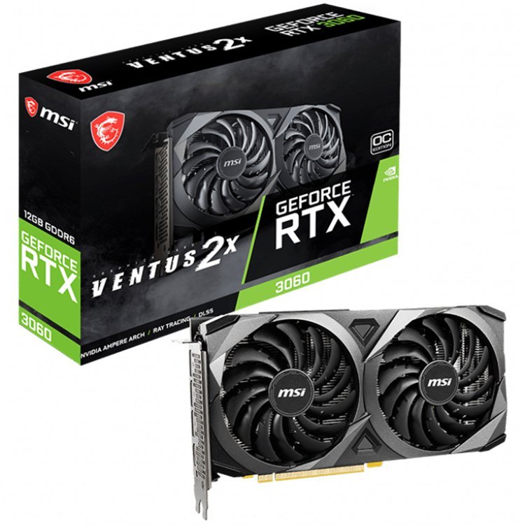 MSI Video Card Nvidia RTX 3060 VENTUS 2X 12G OC (RTX 3060, 12GB GDDR6, 192-bit, GPU 1680MHz (Boost 1807MHz), RAY TRACING, 2xFan, PCIe 4.0, 1xHDMI 2.1, 3xDP v.1.4, 8 pin, 170W) Low Hash Rate! MSI Video Card Nvidia RTX 3060 VENTUS 2X 12G OC (RTX 3060, 12GB GDDR6, 192-bit, GPU 1680MHz (Boost 1807MHz), RAY TRACING, 2xFan, PCIe 4.0, 1xHDMI 2.1, 3xDP v.1.4, 8 pin, 170W) Low Hash Rate! - Image 1