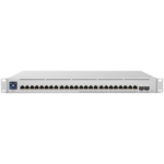 UBIQUITI Enterprise 24 PoE; (12) 2.5 GbE, (12) GbE; all PoE+ ports; (2) 10G SFP+ ports; 400W total PoE availability; DC power backup-ready; Layer 3 switching.