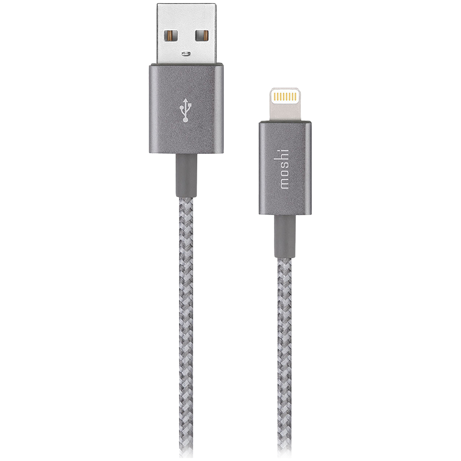 Moshi Integra USB-A Charge/Sync Cable w Lightning Connector (0.25 m) - Titanium Gray Moshi Integra USB-A Charge/Sync Cable w Lightning Connector (0.25 m) - Titanium Gray - Image 1