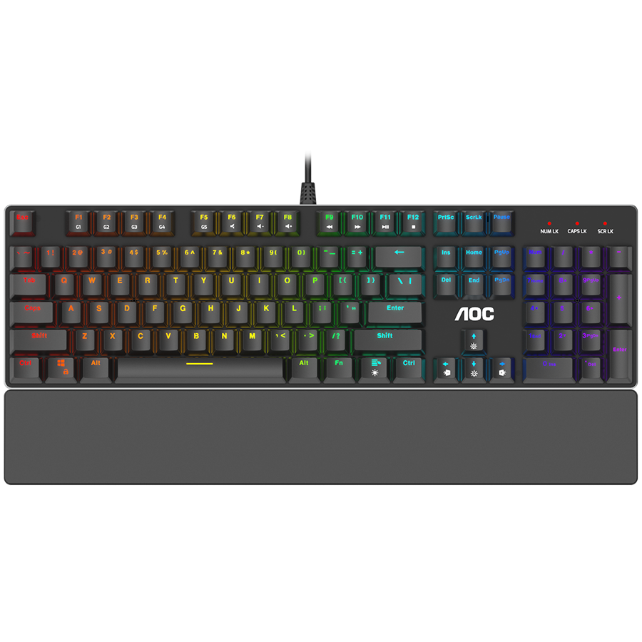 AOC Gaming Keyboard GK500 - RED Full size, OUTEMU Red, Wired USB 2.0, Premium aluminium alloy, ANTI-GHOSTING25-keys, 1 profile, Braided Fiber 1.8m, 2y AOC Gaming Keyboard GK500 - RED Full size, OUTEMU Red, Wired USB 2.0, Premium aluminium alloy, ANTI-GHOSTING25-keys, 1 profile, Braided Fiber 1.8m, 2y - Image 1
