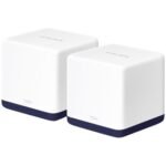 Mercusys Halo H50G (2-Pack) AC1900 Whole Home Mesh Wi-Fi System, 600 Mbps at 2.4 GHz + 1300 Mbps at 5 GHz, 3× Internal Antennas, 3× Gigabit Ports per Unit (WAN/LAN auto-sensing), Halo APP, Router/AP Mode, One Unified Network, MU-MIMO, Beamforming