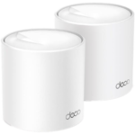 TP-Link Deco X50(2-pack) AX3000 Whole Home Mesh Wi-Fi 6 System, 574 Mbps at 2.4 GHz + 2402 Mbps at 5 GHz, 2× Internal Antennas, 3× Gigabit Ports (WAN/LAN auto-sensing), 2 Streams and HE160 for 5GHz, Deco App, Router/AP Mode, IPv6, IPTV, HomeShield