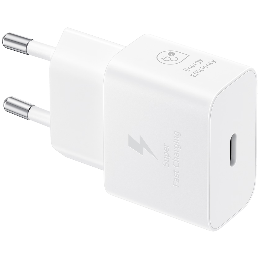 Samsung 25W Fast Charging USB-C Power Adapter White (cable not included) Samsung 25W Fast Charging USB-C Power Adapter White (cable not included) - Image 1
