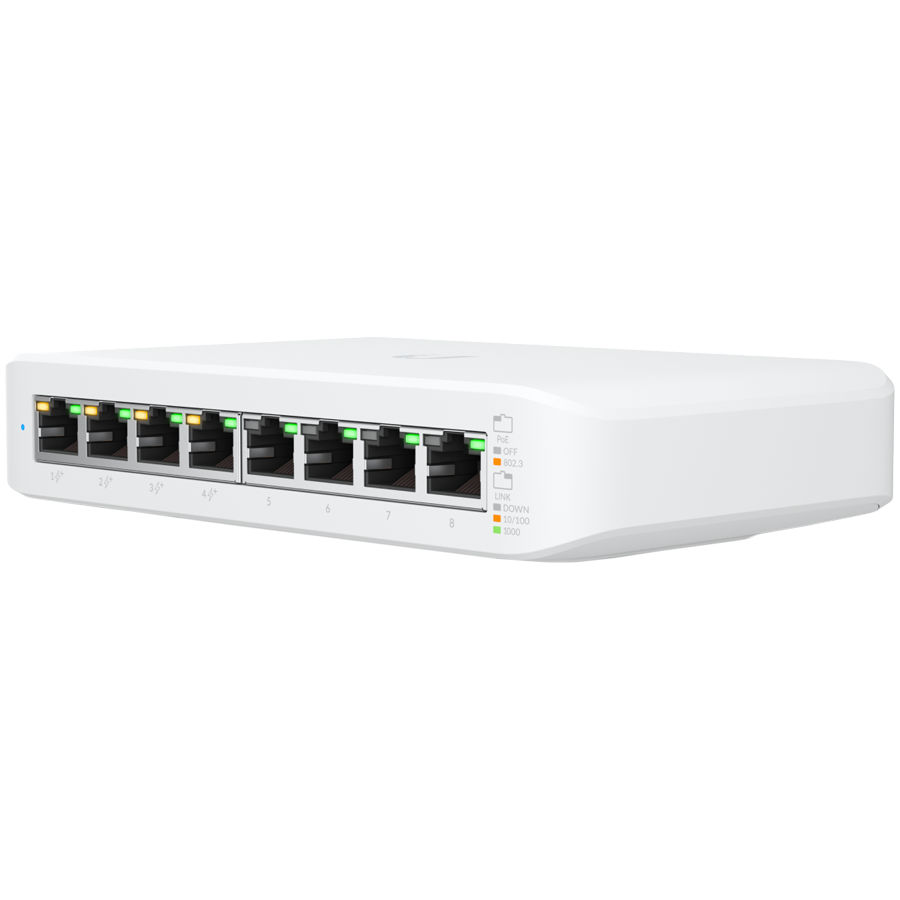 UBIQUITI Lite 8 PoE; (4) GbE PoE+, (4) GbE ports; 52W total PoE availability; Wall mountable. UBIQUITI Lite 8 PoE; (4) GbE PoE+, (4) GbE ports; 52W total PoE availability; Wall mountable. - Image 1
