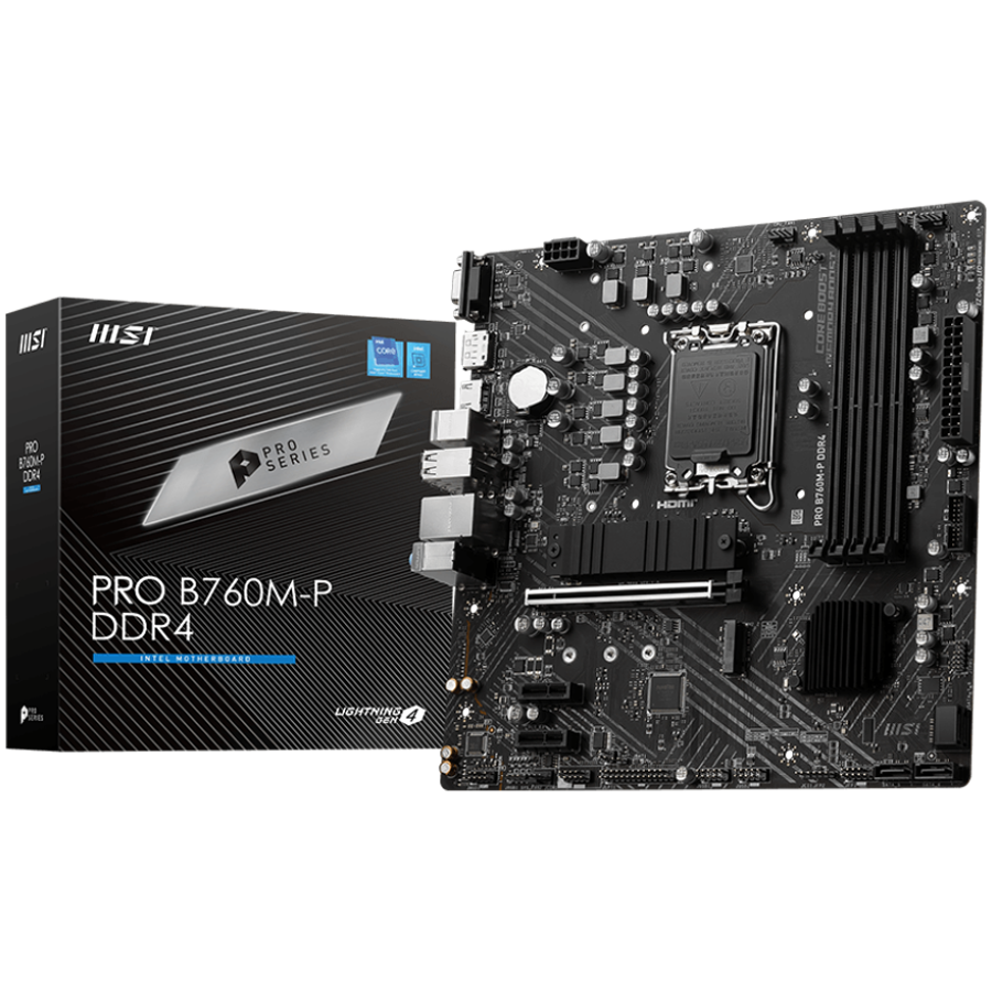 MSI MB B760 LGA 1700 4x DDR4 1x HDMI 1x DisplayPort 1x VGA 2x M.2 4x SATA mATX MSI MB B760 LGA 1700 4x DDR4 1x HDMI 1x DisplayPort 1x VGA 2x M.2 4x SATA mATX - Image 1