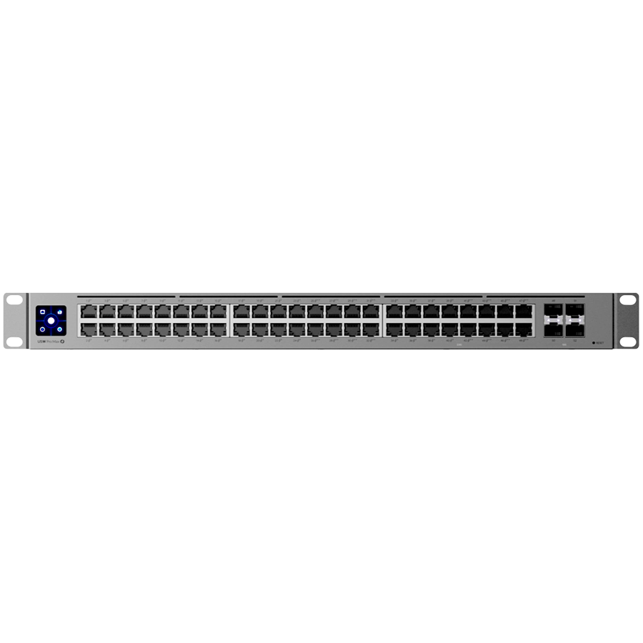 Ubiquiti 48-port, Layer 3 switch 2.5 GbE and PoE++ output, 16x 2.5 GbE ports including (8) PoE+ and (8) PoE++, 32x GbE ports including (24) PoE+ and (8) PoE++, 4x 10G SFP+ ports. Can power devices with up to 720W, it has power consumption of 100W (Excluding PoE output) Ubiquiti 48-port, Layer 3 switch 2.5 GbE and PoE++ output, 16x 2.5 GbE ports including (8) PoE+ and (8) PoE++, 32x GbE ports including (24) PoE+ and (8) PoE++, 4x 10G SFP+ ports. Can power devices with up to 720W, it has power consumption of 100W (Excluding PoE output) - Image 1