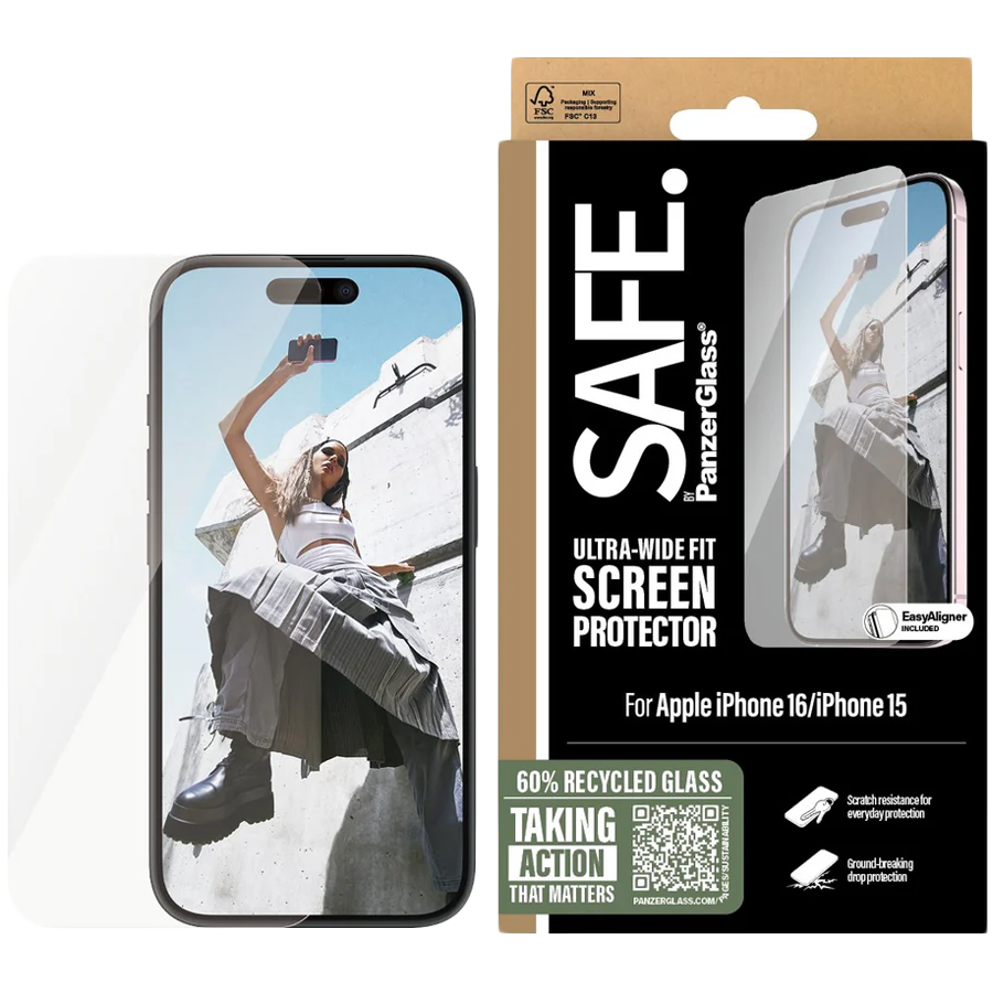 SAFE. by PanzerGlass Screen Protector iPhone 16 | Ultra-Wide Fit SAFE. by PanzerGlass Screen Protector iPhone 16 | Ultra-Wide Fit - Image 1