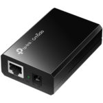 TP-Link POE150S Omada PoE Injector, 2× 10/100/1000Mbps RJ45 Port, IEEE 802.3af compliant, 1× 48VDC Power Input Port, Data and power carried over the same cable up to 100 meters, plastic case, Auto-determine the necessary power requirements