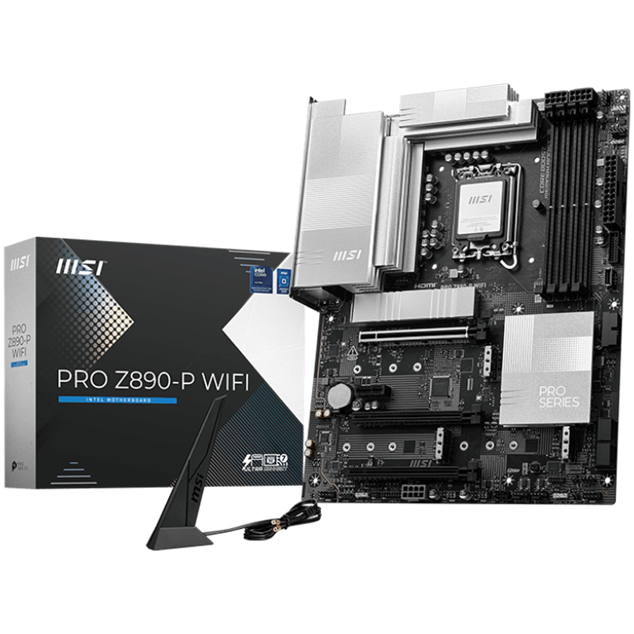 MSI Main Board PRO Z890-P WIFI, Z890, LGA1851,4xDDR5, 3xPCI-Ex16,1xPCI-Ex1,4xM.2,1xUSB4, 1xUSB3.2 Gen2 X2, 2xUSB MSI Main Board PRO Z890-P WIFI, Z890, LGA1851,4xDDR5, 3xPCI-Ex16,1xPCI-Ex1,4xM.2,1xUSB4, 1xUSB3.2 Gen2 X2, 2xUSB - Image 1