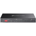 Omada 10-Port Gigabit Desktop Switch with 8-Port PoE+ 8× Gigabit PoE+ Ports, 2x Gigabit Non-PoE Ports, 1× Combo Gigabit SFP Slot 802.3at/af, 123 W PoE Power,  Desktop Steel Case Extend Mode for 250m PoE Transmitting, Priority Mode for Port1-2,