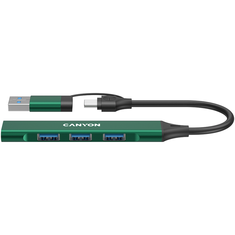 CANYON hub DS-02 4in1 USB-A/C Green CANYON hub DS-02 4in1 USB-A/C Green - Image 1