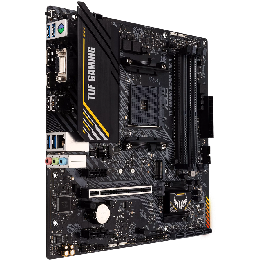 ASUS TUF GAMING A520M-PLUS II AM4 mATX MB - AMD A520 4xDIMM DDR4 1xM.2 4xSATA PCIe 3.0 1Gb Ethernet 1xD-SUB 1xDisplayPort 1xHDMI and AURA Addressable Gen 2 headers ASUS TUF GAMING A520M-PLUS II AM4 mATX MB - AMD A520 4xDIMM DDR4 1xM.2 4xSATA PCIe 3.0 1Gb Ethernet 1xD-SUB 1xDisplayPort 1xHDMI and AURA Addressable Gen 2 headers - Image 1