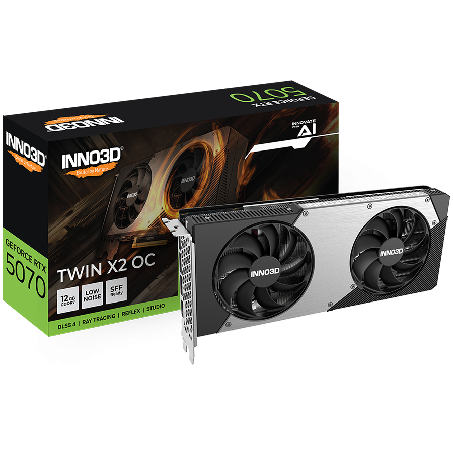 INNO3D GeForce RTX 5070 Twin X2 OC 12GB GDDR7 192-bit HDMI 3x DP INNO3D GeForce RTX 5070 Twin X2 OC 12GB GDDR7 192-bit HDMI 3x DP - Image 1