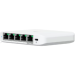Ubiquiti 5-port 2.5G switch that can be powered with PoE or a USB-C adapter; 4x 2.5 GbE ports, 2.5 GbE PoE input port for power