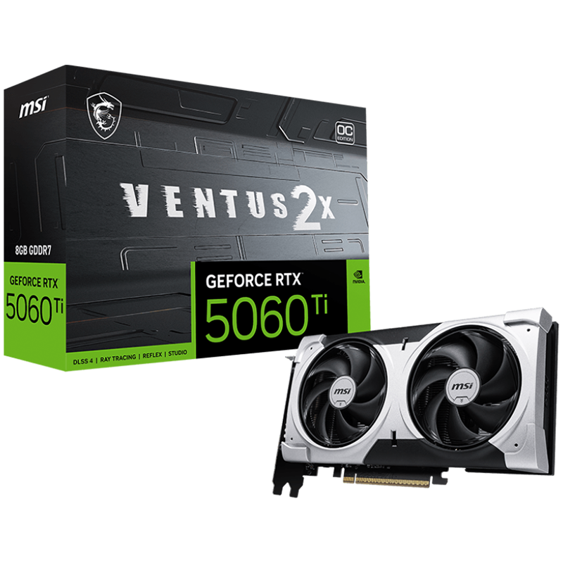 MSI NVIDIA GeForce RTX 5060 Ti 8G Ventus 2X OC Plus GDDR7 128bit Gaming Graphics Card, Boost Clock up to 2617 MHz, PCIe Gen 5, DLSS 4, DP 2.1 x 3, HDMI 2.1 x 1, SFF Ready MSI NVIDIA GeForce RTX 5060 Ti 8G Ventus 2X OC Plus GDDR7 128bit Gaming Graphics Card, Boost Clock up to 2617 MHz, PCIe Gen 5, DLSS 4, DP 2.1 x 3, HDMI 2.1 x 1, SFF Ready - Image 1