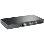 TP-Link SG3428X Omada 24-Port Gigabit L2+ Managed Switch with 4 10GE SFP+ Slots, 24× Gigabit RJ45 ports and 4× 10GE SFP+ slots, Omada APP, Static Routing, VLAN, ACL, QoS, IGMP Snooping, OAM, DDM, ERPS, Fanless, 1U, Zero-TouchProvisioning, ERPS