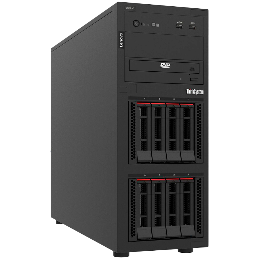 Lenovo ThinkSystem ST250 v3, Tower, 1x Xeon E 2436 6C 2.9GHz 18MB Cache, 65W, 1x32GB, 2.5 inch HS x8, 2x RJ45, 1x VGA, RAID 5350-8i, 800W Titanium HS, XCC2 Platinum, 3yr warranty Lenovo ThinkSystem ST250 v3, Tower, 1x Xeon E 2436 6C 2.9GHz 18MB Cache, 65W, 1x32GB, 2.5 inch HS x8, 2x RJ45, 1x VGA, RAID 5350-8i, 800W Titanium HS, XCC2 Platinum, 3yr warranty - Image 1