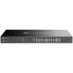 TP-Link ES220GMP Omada 20-Port Gigabit Easy Managed Switch 16 x Gigabit PoE+ Ports, 2 x Gigabit Non-PoE Ports, 2 x Gigabit SFP Ports, 250W PoE Power, Rack-mountable, Omada App, Flow Control, Loopback Detection,Port Isolation,Port Mirroring,LAG,VLAN