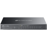 Omada 10-Port Gigabit Easy Managed Switch with 8-Port PoE+ 8× Gigabit PoE+ Ports, 1x Gigabit Non-PoE Ports, 1× Combo Gigabit RJ45/SFP Port 802.3at/af, 123 W PoE Power,  Desktop Steel Case and Fanless Integration with Omada SDN Controller