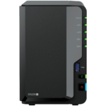 Synology DS225+, Tower, 2-bays 3.5'' SATA HDD/SSD, CPU Inte Celeron J4125 4-core (4-thread) 2.0 GHz, burst up to 2.7 GHz, 2 GB DDR4 non-ECC (expandable up to 6 GB), 1xRJ-45 1GbE LAN, 1xRJ-45 2.5 GbE LAN, 2xUSB 3.2 Gen 1, 1.3 kg, 3yr warranty