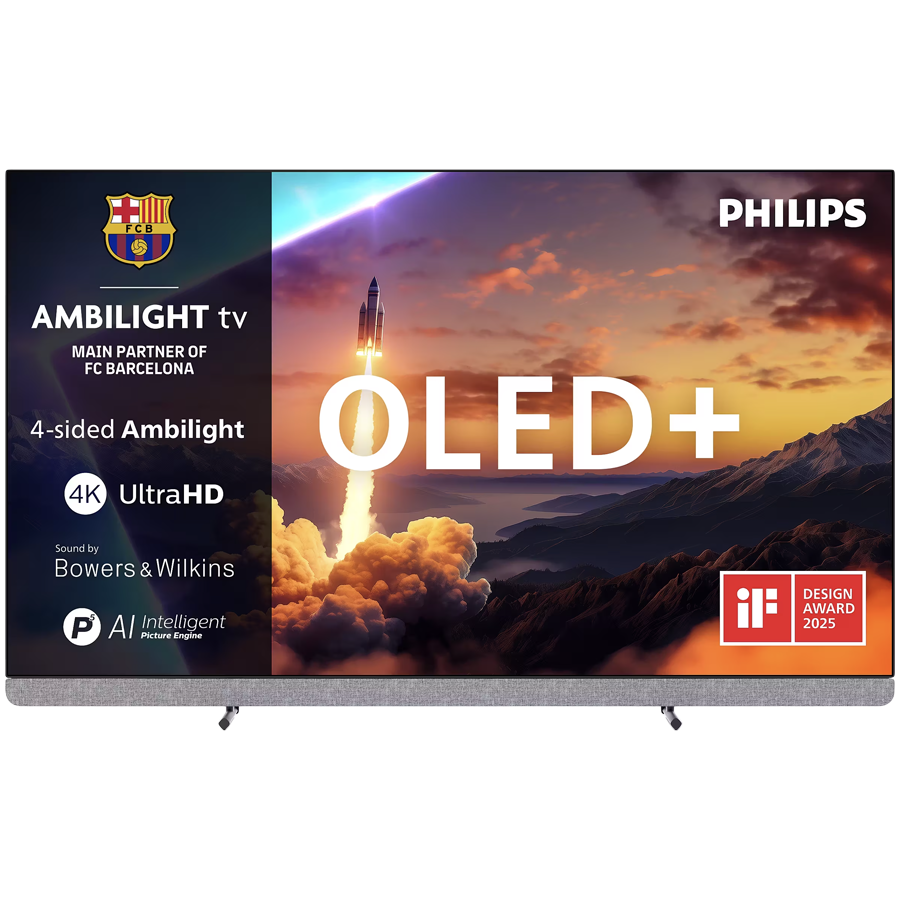 Philips 55OLED910/12 4K OLED+ PLUS, Google TV, 4-SIDE AMBILIGHT, 144 Hz, Procesor P5 AI Perfect, 139 cm (55''), Bowers & Wilkins zvuk, Dolby Vision and Dolby Atmos Philips 55OLED910/12 4K OLED+ PLUS, Google TV, 4-SIDE AMBILIGHT, 144 Hz, Procesor P5 AI Perfect, 139 cm (55''), Bowers & Wilkins zvuk, Dolby Vision and Dolby Atmos - Image 1