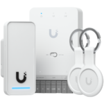 Ubiquity UA-G3-SK all-in-one kit for UniFi Access, designed to manage a single door with one reader. Supports seamless setup and Apple Touch Pass for modern, secure access control, Door Hub Mini, G3 Reader, 2x Pocket Keyfobs