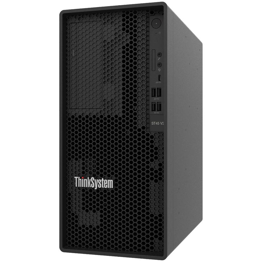 LenovoThinkSystem ST45 V3,AMD EPYC 4124P (4C 3.8GHz 65W), 1x16GB TruDDR5 5600MHz (1Rx8) ECC UDIMM, 2x480GB 3.5" RI SATA 6Gb NHS SSD, SW RAID, 1x500W Platinum,3yr warranty LenovoThinkSystem ST45 V3,AMD EPYC 4124P (4C 3.8GHz 65W), 1x16GB TruDDR5 5600MHz (1Rx8) ECC UDIMM, 2x480GB 3.5" RI SATA 6Gb NHS SSD, SW RAID, 1x500W Platinum,3yr warranty - Image 1