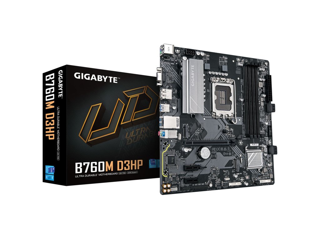 Gigabyte MB B760M D3HP LGA1700; 4xDDR5; 2xM.2,4xSATA HDMI, DP, D-Sub,LAN chip,12x USB, mATX Gigabyte MB B760M D3HP LGA1700; 4xDDR5; 2xM.2,4xSATA HDMI, DP, D-Sub,LAN chip,12x USB, mATX - Image 1