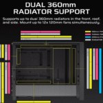 CORSAIR FRAME 4000D Case360mm radiator, 170mm cooler430mm GPU, ATX, Black
