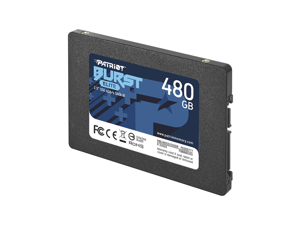 Patriot SSD 480GB 2.5"SATA3, Burst Eliteup to R/W : 450/320MB/s; Patriot SSD 480GB 2.5"SATA3, Burst Eliteup to R/W : 450/320MB/s; - Image 1