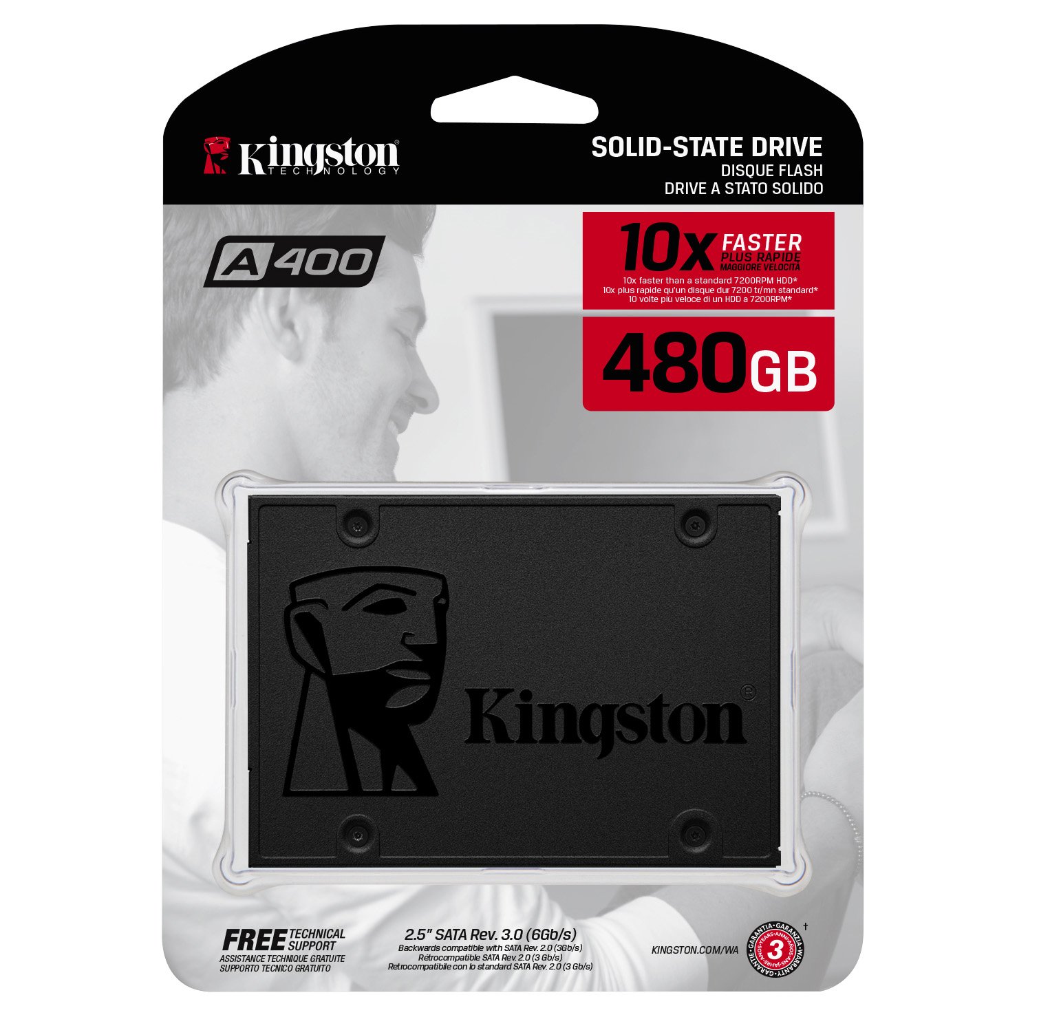 Kingston SSD A400 480GBup to 500MB/s Read and 450MB/s Write Kingston SSD A400 480GBup to 500MB/s Read and 450MB/s Write - Image 1
