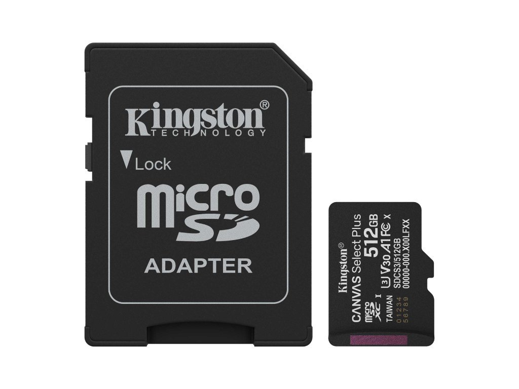 Kingston microSD 512GB Class10Canvas Select Plus150MBs Read,Class 10 UHS-I Kingston microSD 512GB Class10Canvas Select Plus150MBs Read,Class 10 UHS-I - Image 1