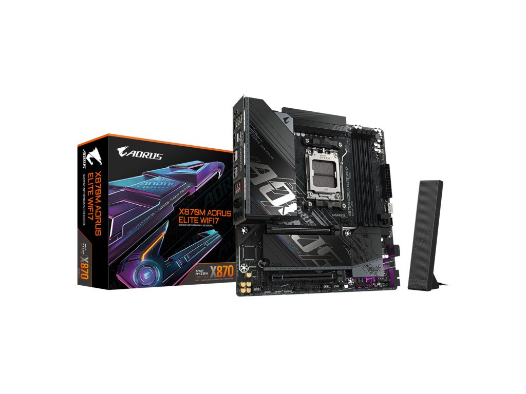 Gigabyte MB X870M AORUS ELITE AM5, 4x DDR5, 2x M.2, 2xSATA 2x HDMI, 12x USB, mATX Gigabyte MB X870M AORUS ELITE AM5, 4x DDR5, 2x M.2, 2xSATA 2x HDMI, 12x USB, mATX - Image 1