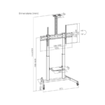 Nosač za TV na stalku sa točkovima GEMBIRD TVS-100T-03, 60" - 100" - Image 4