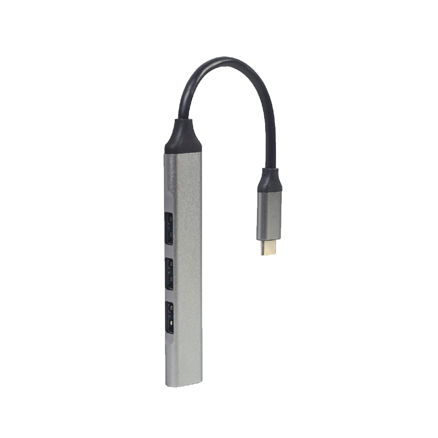 USB HUB GEMBIRD 4-port Type-C GEMBIRD (USB3 x 1 port, USB2 x 3 ports), silver, UHB-CM-U3P1U2P3-03 - Image 1