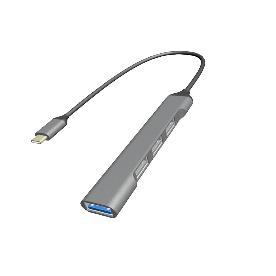 USB HUB GEMBIRD 4-port Type-C GEMBIRD (USB3 x 1 port, USB2 x 3 ports), silver, UHB-CM-U3P1U2P3-03 - Image 2