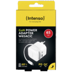 (Intenso) Punjač kučni sa type C kabelom, brzi, 1xUSB-A, 1xUCB-C, 65W - Power Adapter W65ACIC GaN White