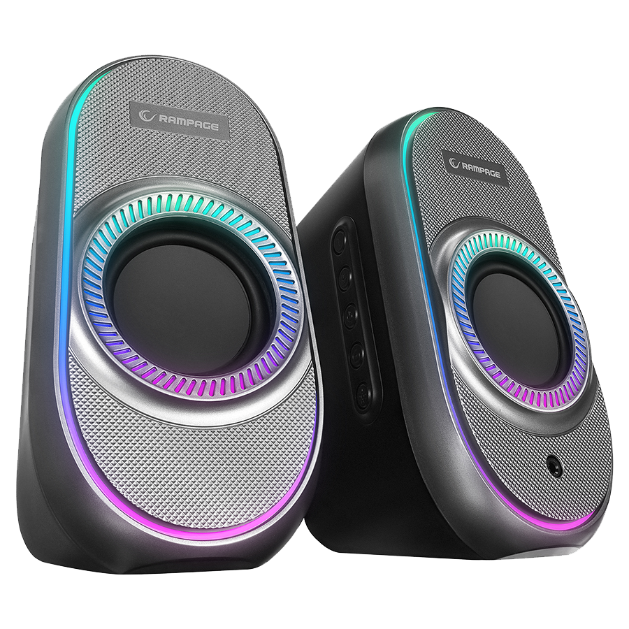 0142670_zvucnici-20-gaming-rampage-rms-x3-20-6w-bluetooth-enabled-black-multimedia-rgb-lighted-gaming-usb-sp Zvučnici 2.0 gaming RAMPAGE RMS-X3 2.0 6W Bluetooth Enabled Black Multimedia RGB Lighted Gaming USB Speaker, 39543 - Image 1